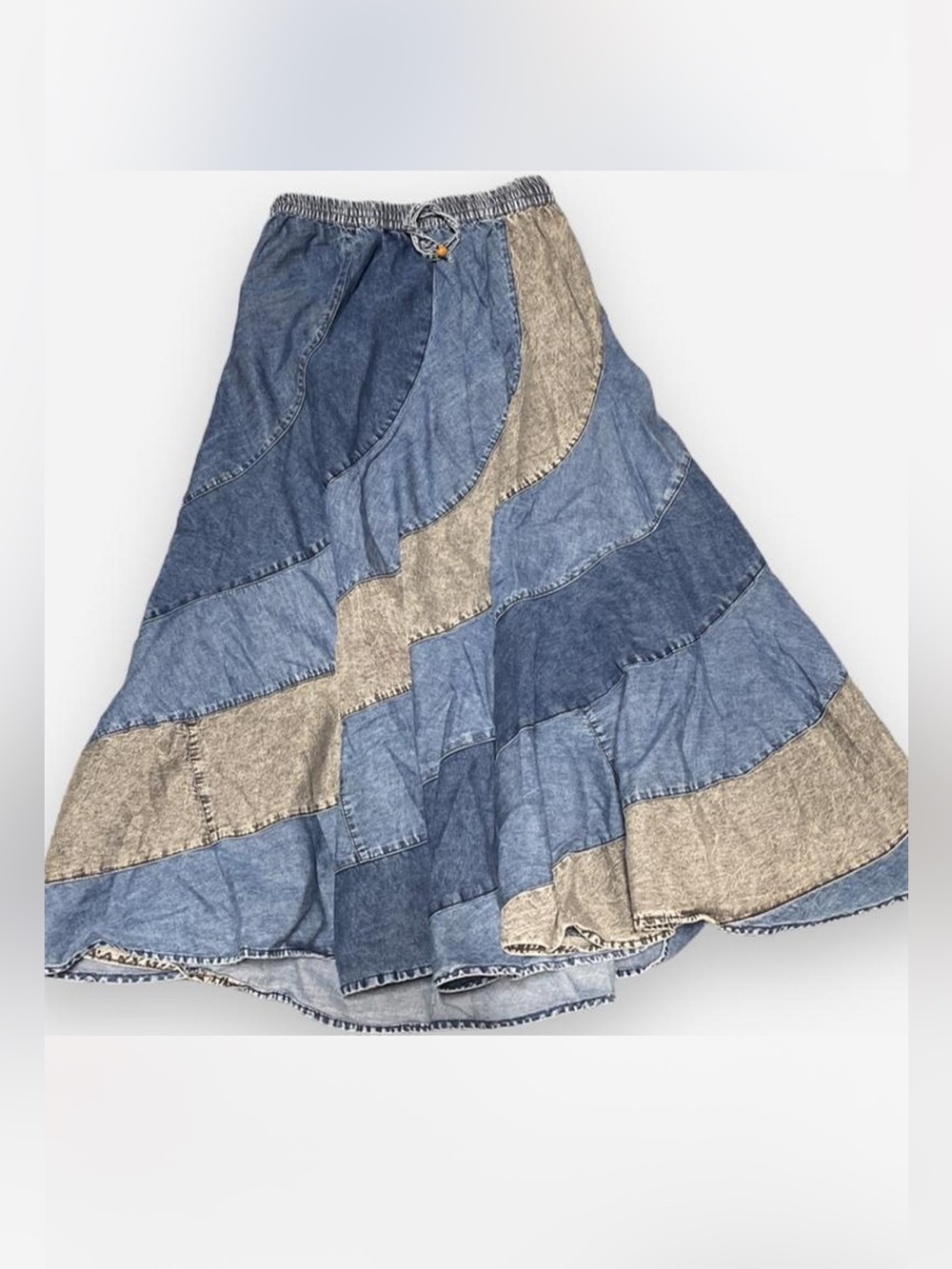 Young Threads Patchwork Denim Midi Skirt